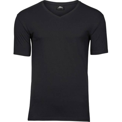 TEE JAYS tj401 / Мъжка еластична тениска с v-образно деколте - черна xxxl (18040100213)