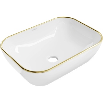 Mexen Rita мивка върху плот 45 x 32 cm, бяла/златен ръб - 21084505 (21084505)