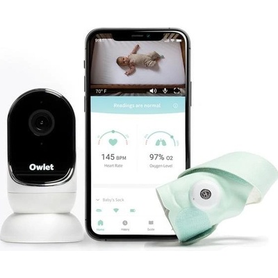 Owlet Monitor Duo - Cam 2 Kamera White & Smart Sock 3 Chytrá ponožka Original Mint