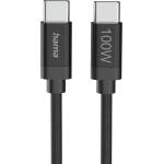Hama Кабел за зареждане, "Fabric", USB-C - USB-C, 100 W, 3 m, Nylon, black (HAMA-201749) - cybertrade