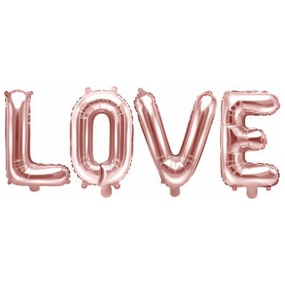 PartyDeco Fóliový balón LOVE ružovo-zlatý 140 x 35 cm