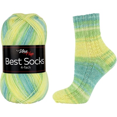 Vlna-Hep Best Socks 4-fach 7344 žlutá-zelená-mint