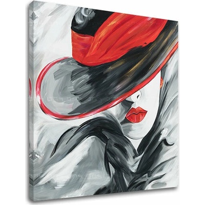 Obraz na plátně ŽENA V ČERNÉM KLOBOUKU 1 kus - 50x50 cm