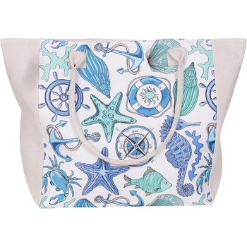 Плажна чанта с апликации на морска тематика