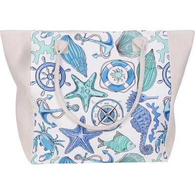 Плажна чанта с апликации на морска тематика