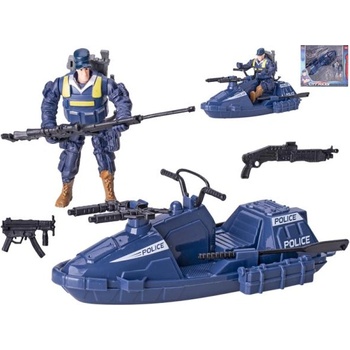 Mikro Полицейска лодка 17см с полицай и аксесоари