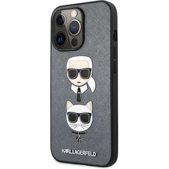 KARL LAGERFELD Гръб Karl Lagerfeld PU Saffiano Karl and Choupette Heads Case за iPhone 13 Pro - Сребрист (3666339028718)