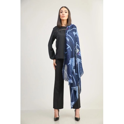 Radek's collection Шал на сини фигурални елементи 4696-1