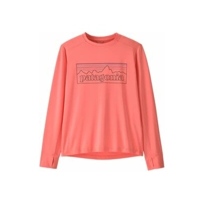 Patagonia Long-Sleeved Cap Silkweight T-Shirt Kids P-6 Outline Pickled Pink