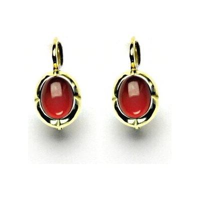 Čištín zlaté náušnice žluté přírodní červený achát NK 1374 13188