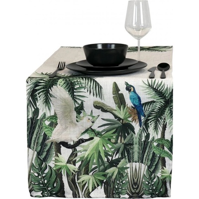 Linnen Print běhoun Design 7 hnědá 150x210cm – Zbozi.Blesk.cz