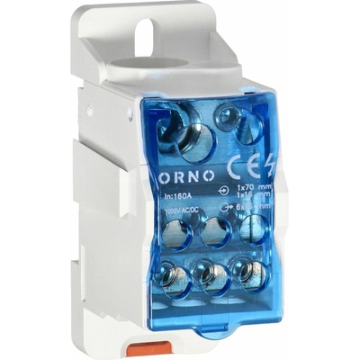 ORNO GROUP Sp. z o.o. Distribučný blok 160A, vstupná svorka 1x16mm2 a 1x70mm2, výstupná svorka 6x16mm2, na DIN