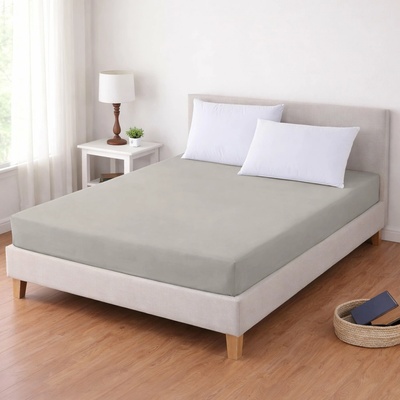 TextilCentrum Luxusní napínací mako-jersey prostěradlo s lycrou deluxe Collection elastické světle šedé 90x200