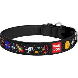 COLLAR Кожен нашийник waudog nasa черен 15 мм/27-36 см