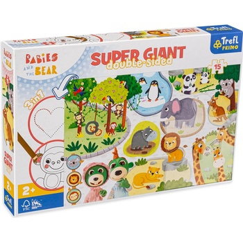 Trefl Двустранен пъзел Trefl 3в1 от 15 части - Бебета животни в зоопарка (42000)