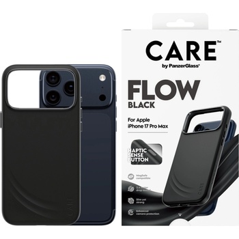 Panzer Гръб Care by PanzerGlass за iPhone 17 Pro Max, FLOW Case w haptic button - Черен