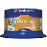 Verbatim DVD-R Inkjet Printable - 50 бр. шпиндел (4.7GB, 16x)