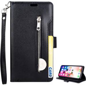 Gigapack iPhone XS Max 6, 5 GIGAPACK калъф, изправен, с кожен ефект, FLIP, каишка за ръка, ЧЕРЕН (GP-80388)