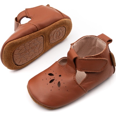 Mikk-line detské barefoot protišmykové capačky cognac