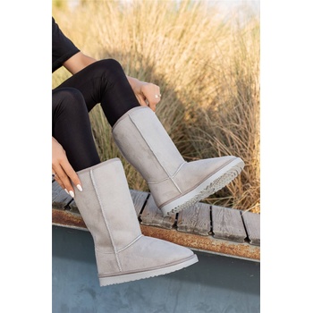 Moda Trend Дамски ботуши с каракул - Сиви #362012 (362012_Сив)