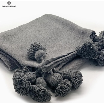 Image 1 of My Soul Depot Одеяло Мароко с пискюли / сив цвят (e197805f5f498e72)