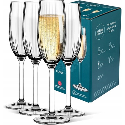 Design pohárov na šampanské Prosecco Altom Plisse 4 kusy 210 ml