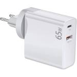 Makki Универсално зарядно за стена Charger Wall GaN - USB Type-C/A 65W White - MAKKI-GN65W1A1C (MAKKI-GN65W1A1C) - Allstore