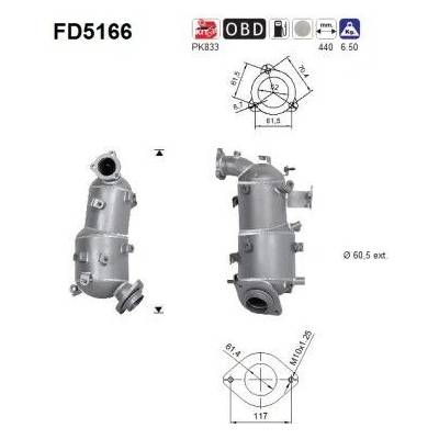 Filtr sazových částic, výfukový systém AS FD5166