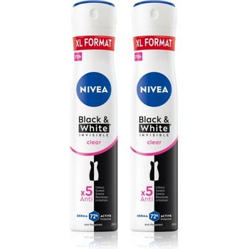 Nivea Black & White Invisible Clear антиперспирант-спрей изгодна опаковка