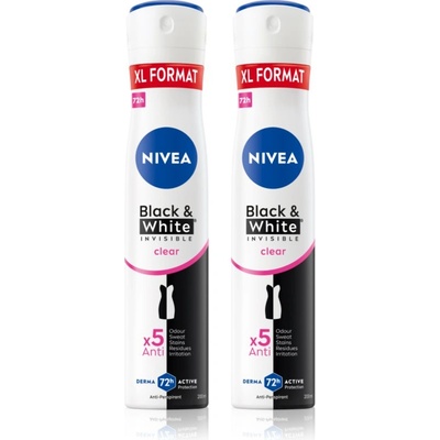 Nivea Black & White Invisible Clear антиперспирант-спрей изгодна опаковка