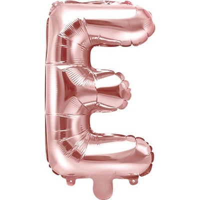 PartyDeco Fóliový balónek Mini Písmeno E 35 cm růžovo zlatý