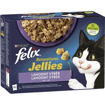 FELIX Капсули FELIX Sensations избор в ароматен желе с агнешко, скумрия, херинга и пуйка 12 x 85 г