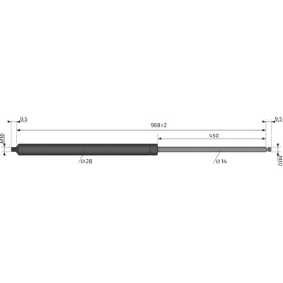 Plynová vzpera AL-KO 968 mm, 2500N, M10-M10, 14/28