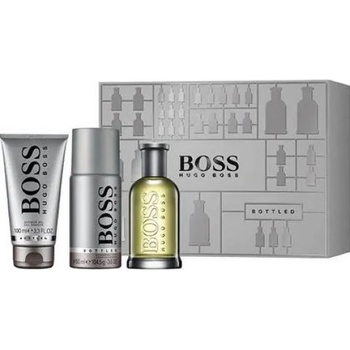 HUGO BOSS Bottled - Подаръчен комплект за мъже: 100мл тоалетна вода + 150мл део спрей + 100мл душ гел