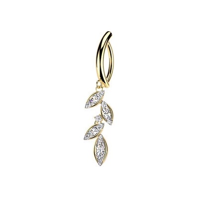 Šperky4U Zlacený piercing do pupíku se štítem WP0115-GD
