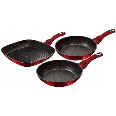 BerlingerHaus Tradiční pánev Metallic Line Burgundy Edition 24 cm s mramorovým povrchem