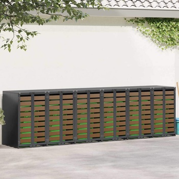 vidaXL Контейнер за съхранение на 3 коша Антрацит (3394772)