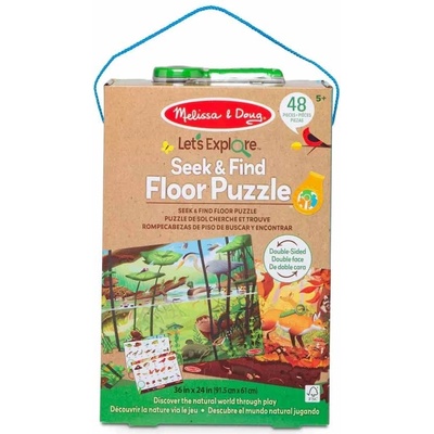 Melissa & Doug Двустранен пъзел 2 в 1 Melissa & Doug - Потърси и намери, 48 части (30833)