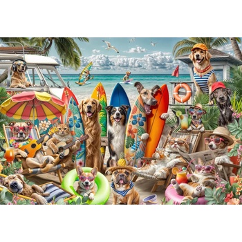 Bluebird Puzzle - Puzzle Dogs and Cats at the Beach - 1 000 piese