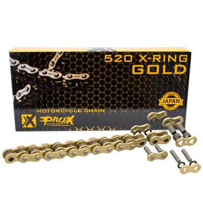 PROX hnací řetěz 520 X-RING GOLD 120 článků barva zlatá rozpojený + spona (37,8KN) (PROX hnací řetěz 520 X-RING GOLD 120 článků barva zlatá rozpojený + spona (37,8KN))