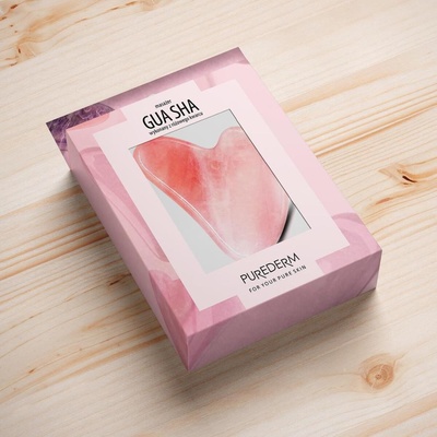 PUREDERM Gua Sha Pad Rose Quartz - ružový masážny kameň