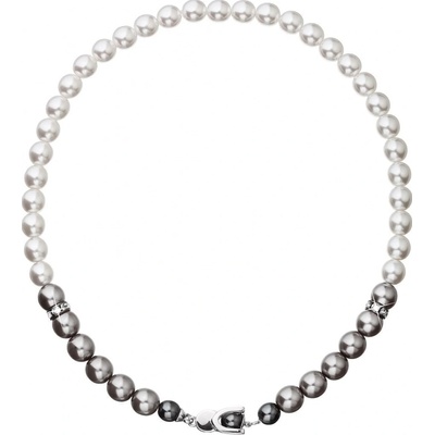 Swarovski elements Perlový náhrdelník 32043.3 bielo-sivý