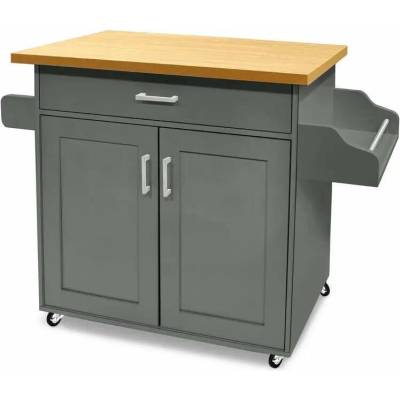 Servírovací stolek kolečka kov dřevo šedá/buk NoBi ERIK