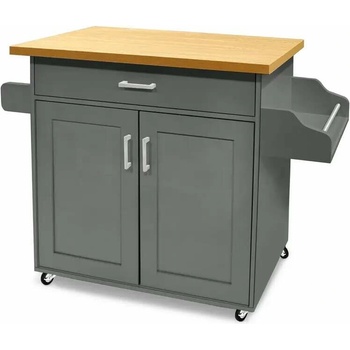 Servírovací stolek kolečka kov dřevo šedá/buk NoBi ERIK