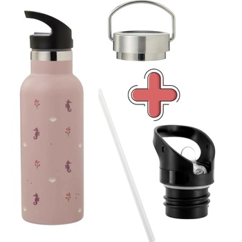 Image 1 of Fresk : 2 в 1 Бутилка и термос от неръждаема стомана с вградена сламка 500мл - Seahorse (FR-FD320-16+FR-LID406)