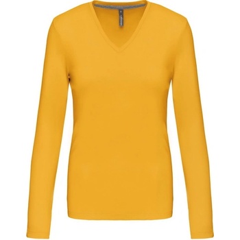 Kariban v-neck k382 / Дамска тениска с дълъг ръкав - жълта l (20k38220003)