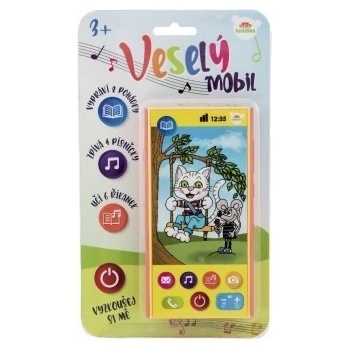 Teddies Veselý Mobil Telefon plast česky mluvící 7,5 x 15 cm na baterie se zvukem na kartě