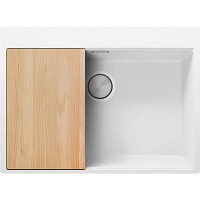 Твоят Стил Бяла кухненска гранитна мивка Осло 70 XXL Top 680 x 500 мм