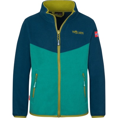 TROLLKIDS Детско поларено яке Trollkids Kids Oppdal Jacket XT Fleece jacket - Madeira Blue / Sea Green / Pear Green - размер 98 (EU) (703-2397-2312)