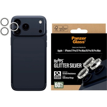 Panzer Протектор за камера PaznerGlass Hoops за iPhone 17 Pro/iPhone 17 Pro Max/iPhone 16 Pro/16 Pro Max, Glitter Silver
